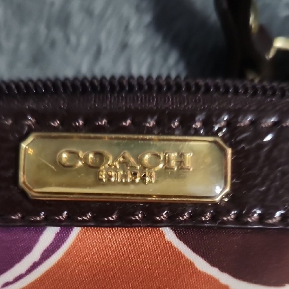 Coach Purple and Brown Patterned Wristlet - Picture 3 of 7